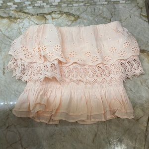 Pink ruffled tube top